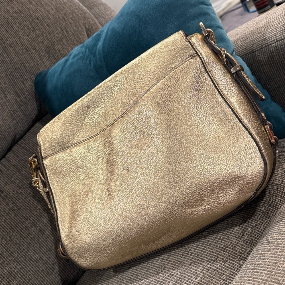Michael Kors Metallic Gold Shoulder Bag new purse handbag MK tote designer care - Picture 7 of 10